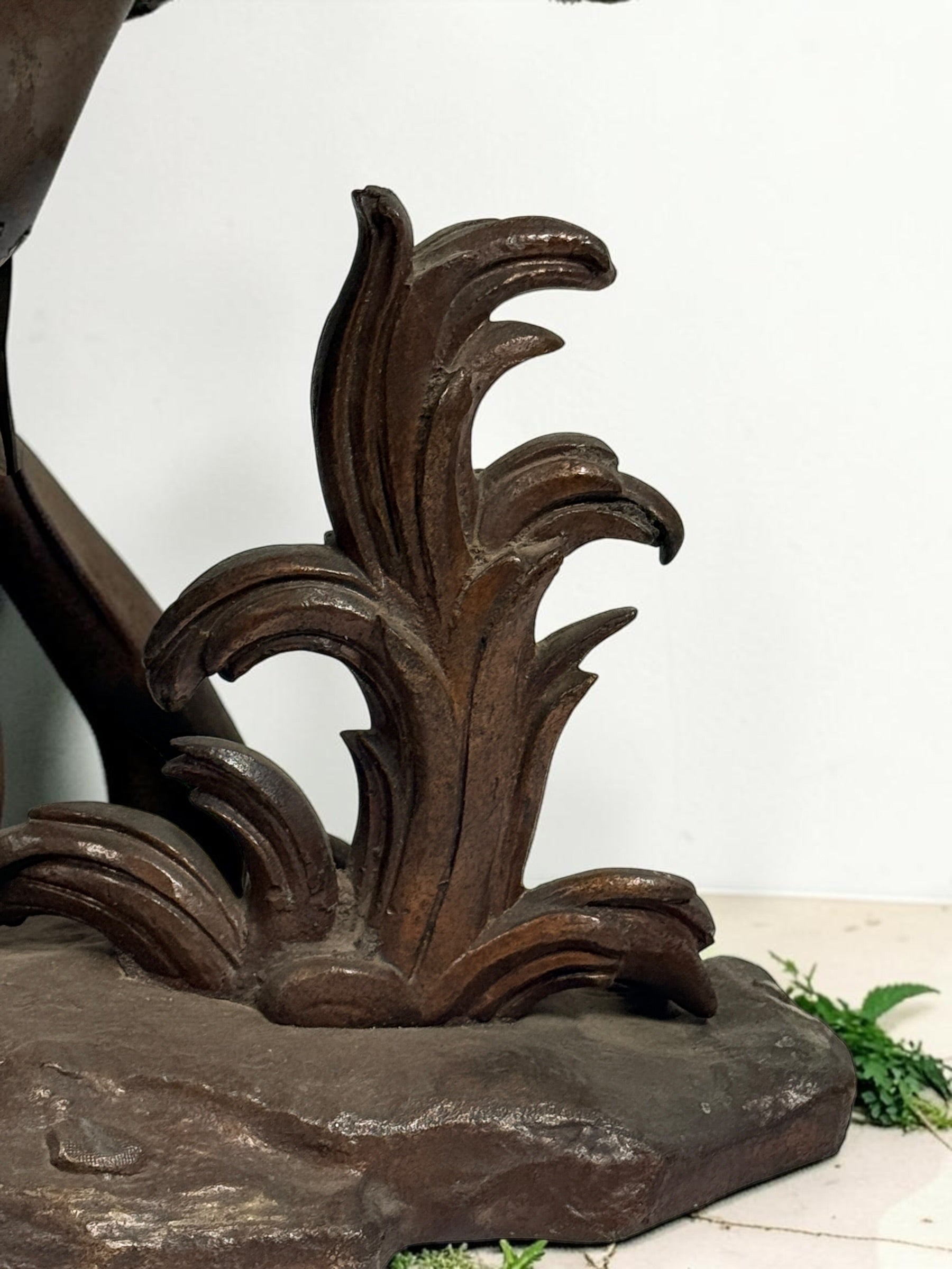 Antique Horse of Marly sculpture after Guillaume Coustou in patinated spelter, circa 1880–1910. Signed “Coustou,” featuring a dramatic horse tamer composition.