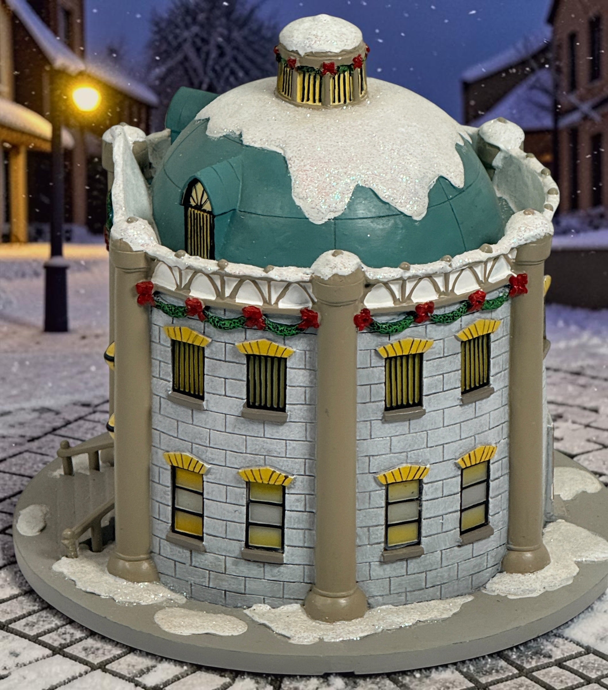 Authentic Hawthorne Village Jailhouse Rock Police Station from the Elvis Presley Rock ‘n’ Roll Holiday Village collection. Detailed hand-painted Christmas collectible sculpture.