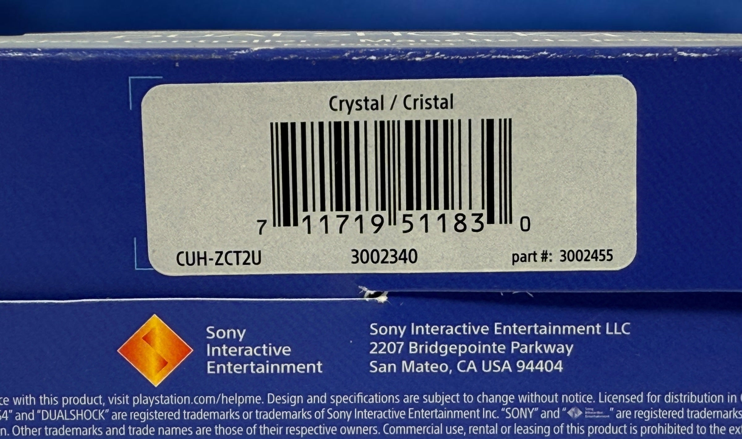 Sony DualShock 4 V2 Crystal PS4 wireless controller CUH-ZCT2U with original box. Genuine transparent Sony PlayStation controller.