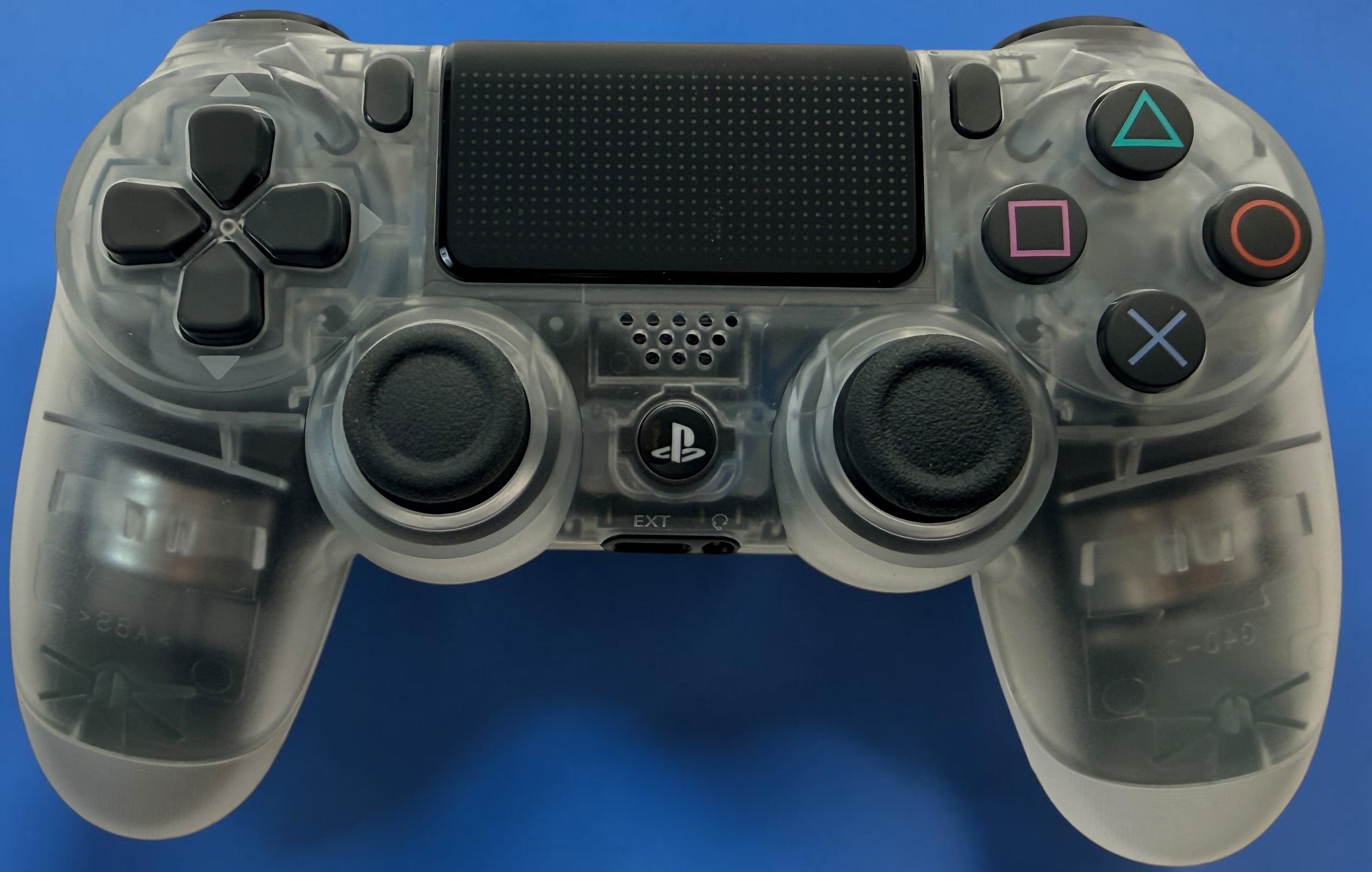Sony DualShock 4 V2 Crystal PS4 wireless controller CUH-ZCT2U with original box. Genuine transparent Sony PlayStation controller.