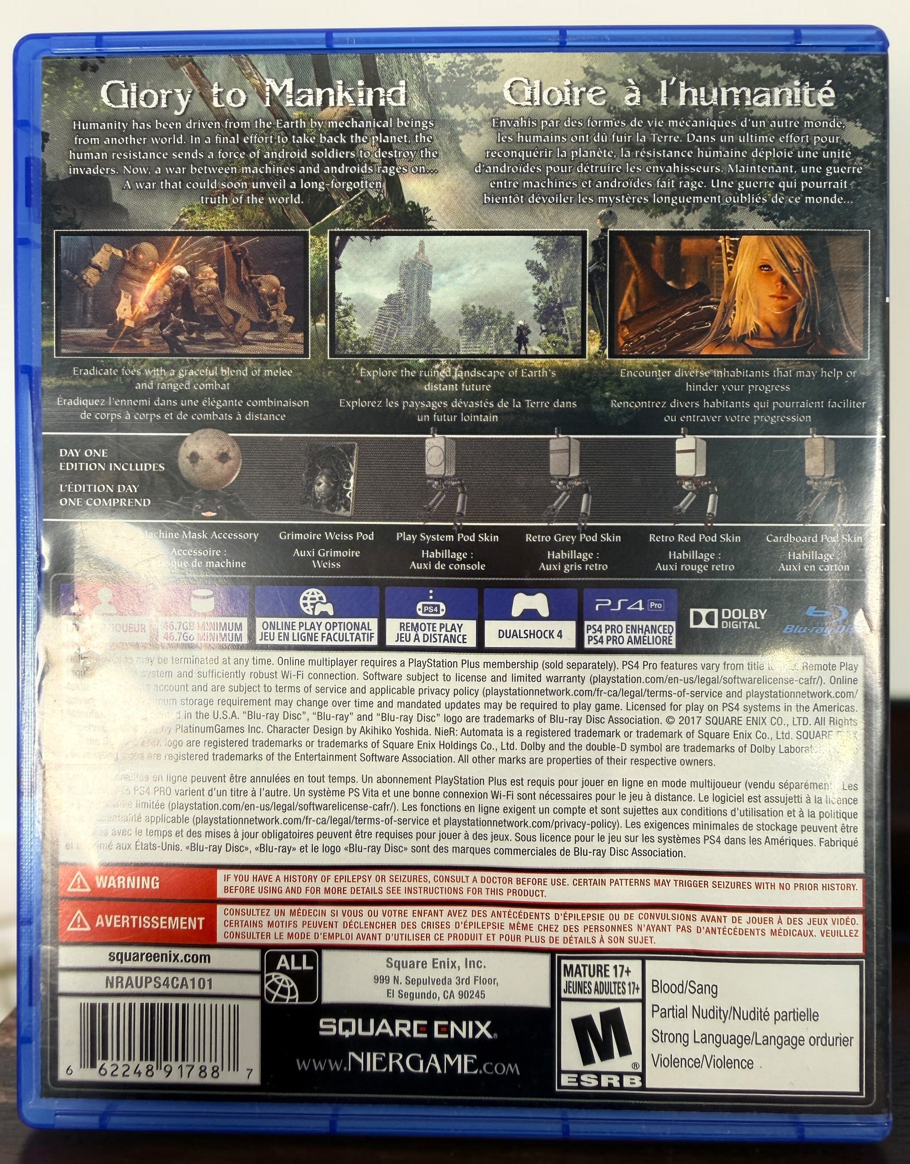 NieR: Automata Day One Edition for PS4, 2017 Square Enix release with original case, game disc and inserts. Used in good overall condition