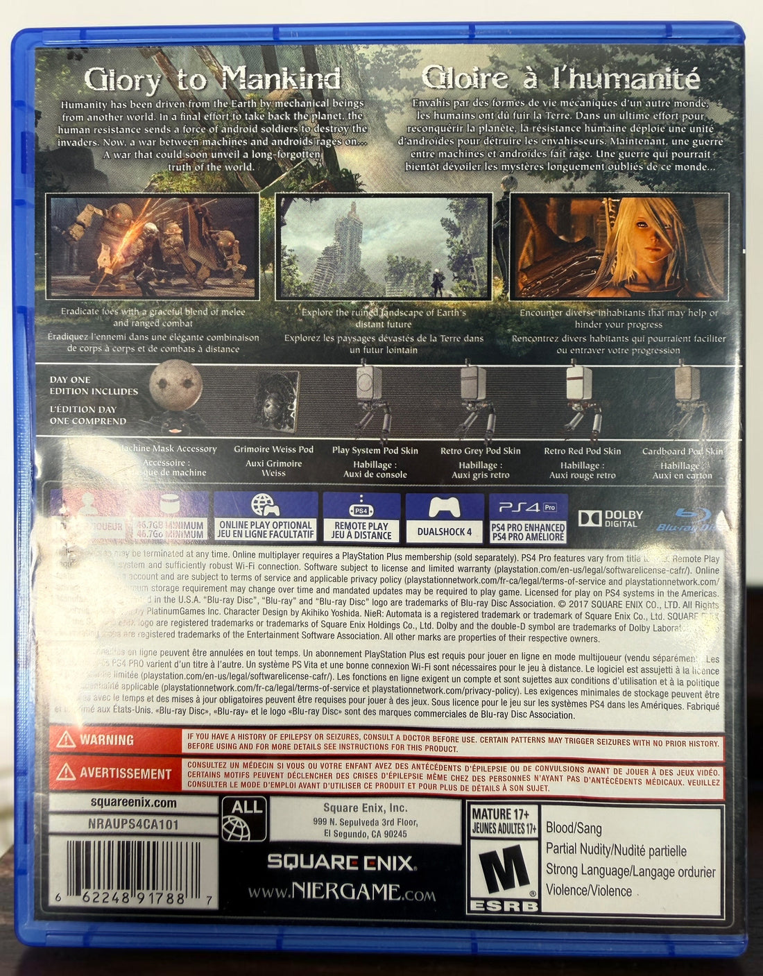 NieR: Automata Day One Edition for PS4, 2017 Square Enix release with original case, game disc and inserts. Used in good overall condition