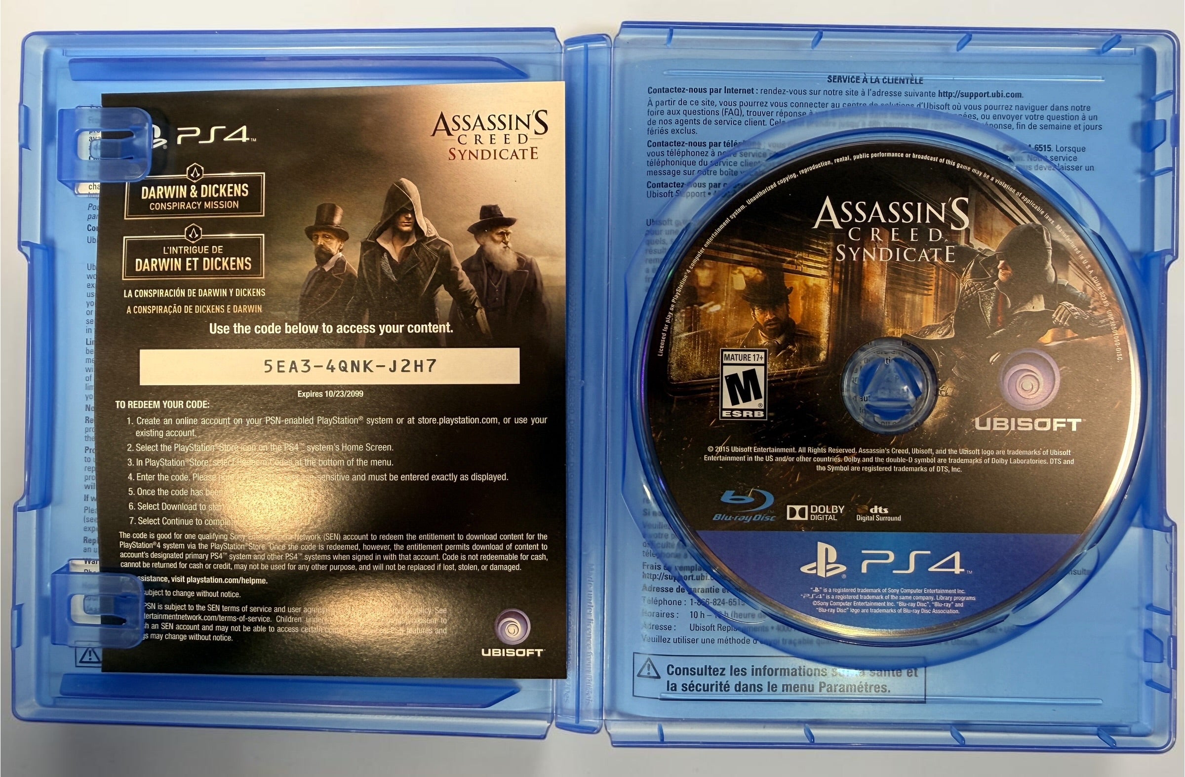 Assassin’s Creed Syndicate PS4 Canadian PlayStation Exclusive edition with 10 bonus missions, original case, disc and inserts. Ubisoft 2015.
