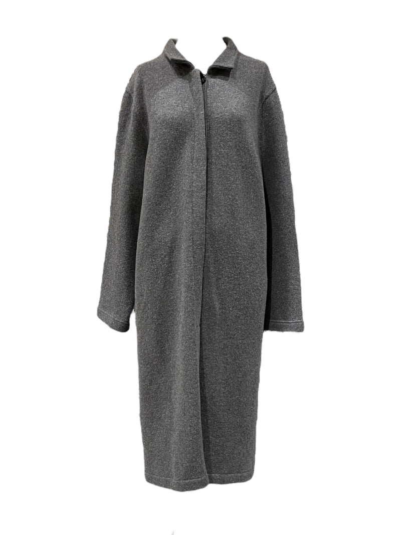 Morgano Made in Italy Grey Wool Long Coat - Size Large