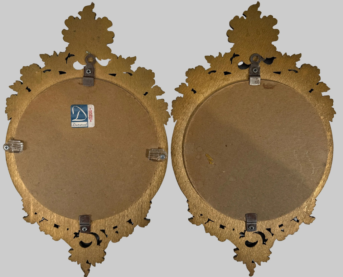 Vintage Durwood Ornate Gilt Wall Plaques Pair – Rococo Style Décor