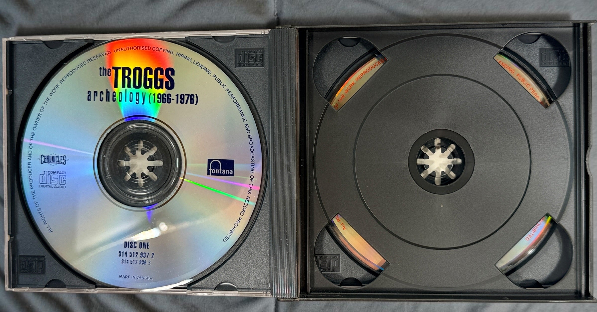 The Troggs Archeology 1966–1976 2-CD compilation, 1992 Fontana Canadian edition featuring 52 classic tracks including Wild Thing and Love Is All Around.