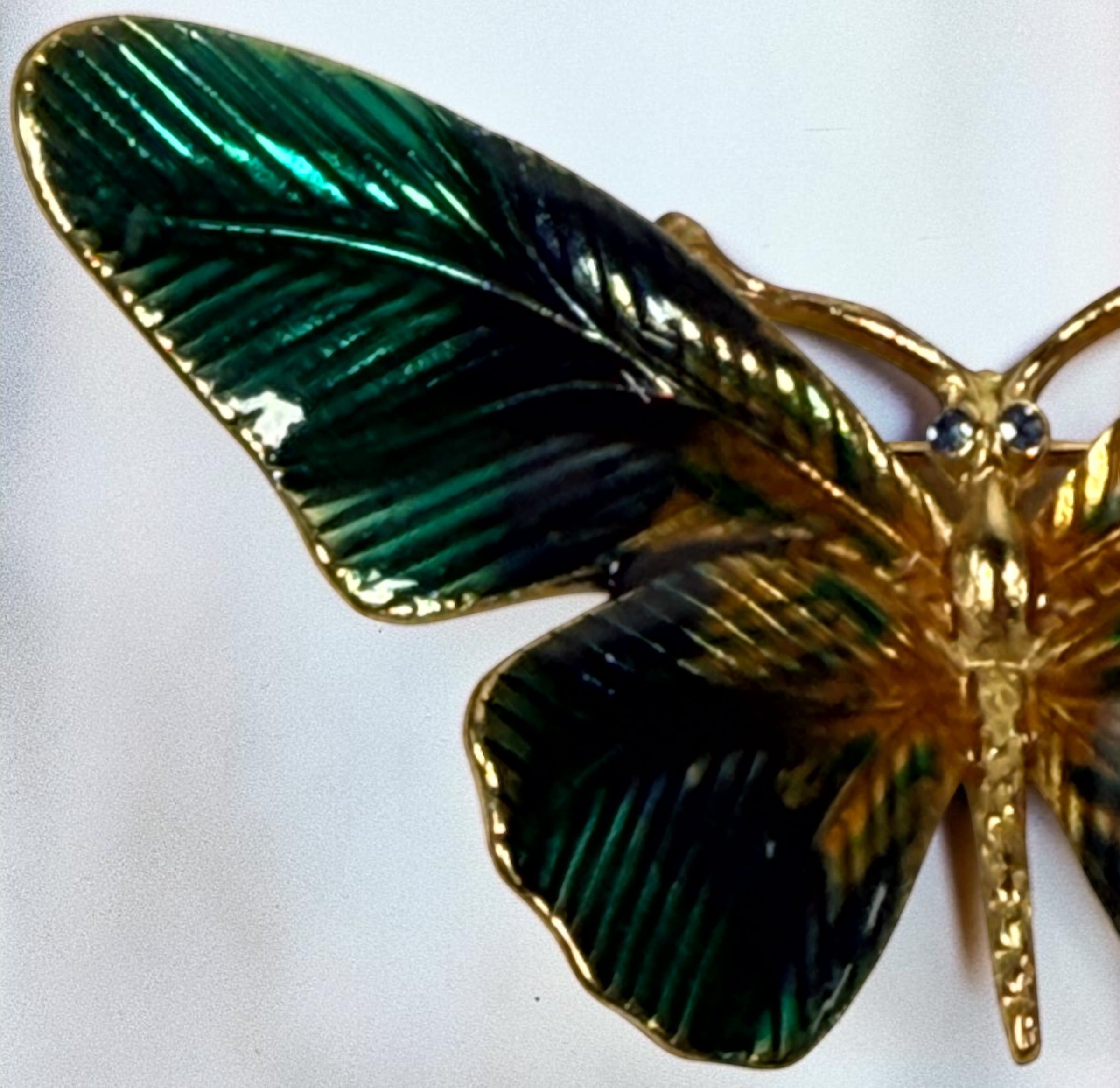 Vintage Erwin Pearl Butterfly Brooch – Enamel & Crystal Eyes.