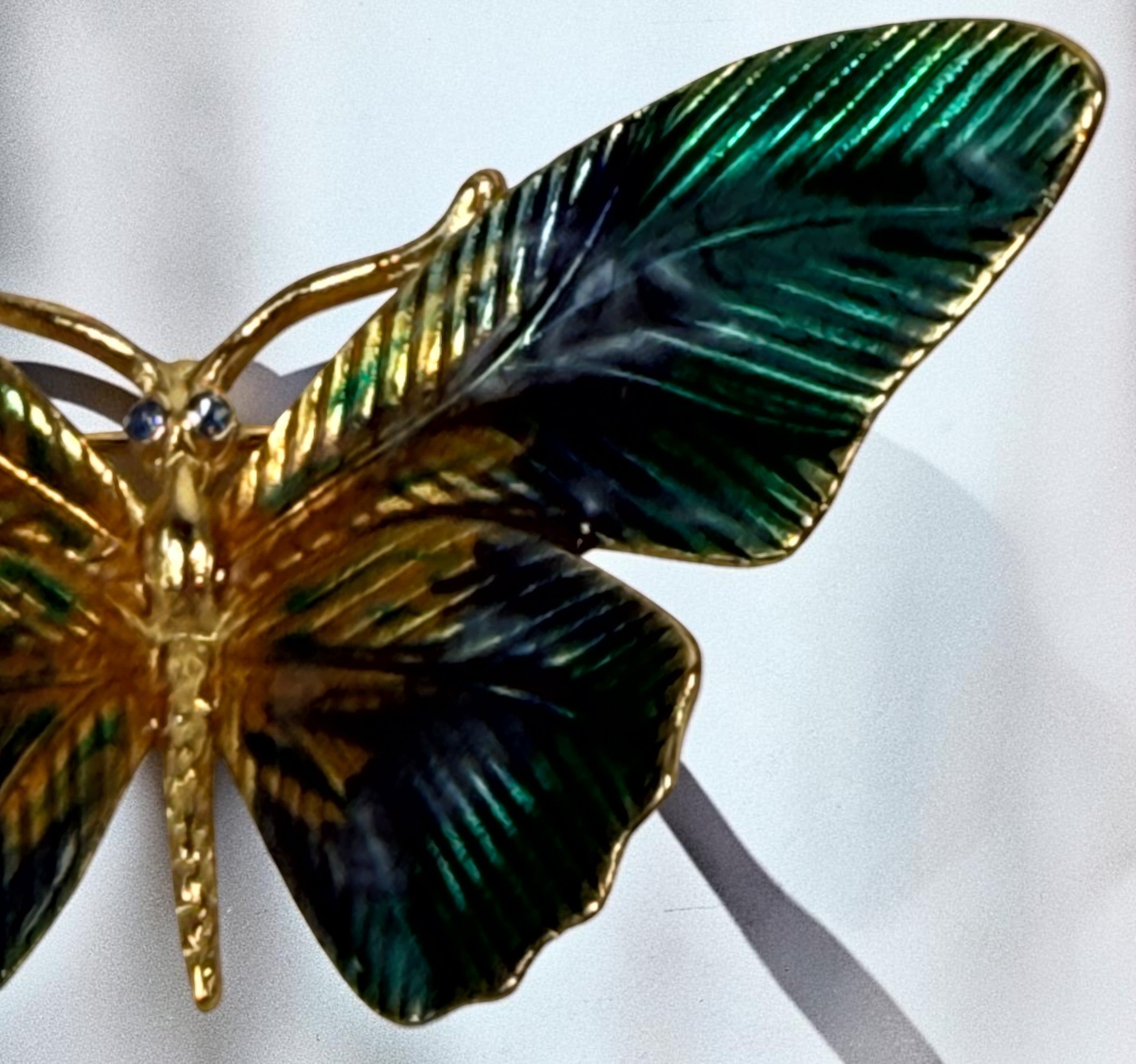 Vintage Erwin Pearl Butterfly Brooch – Enamel & Crystal Eyes.