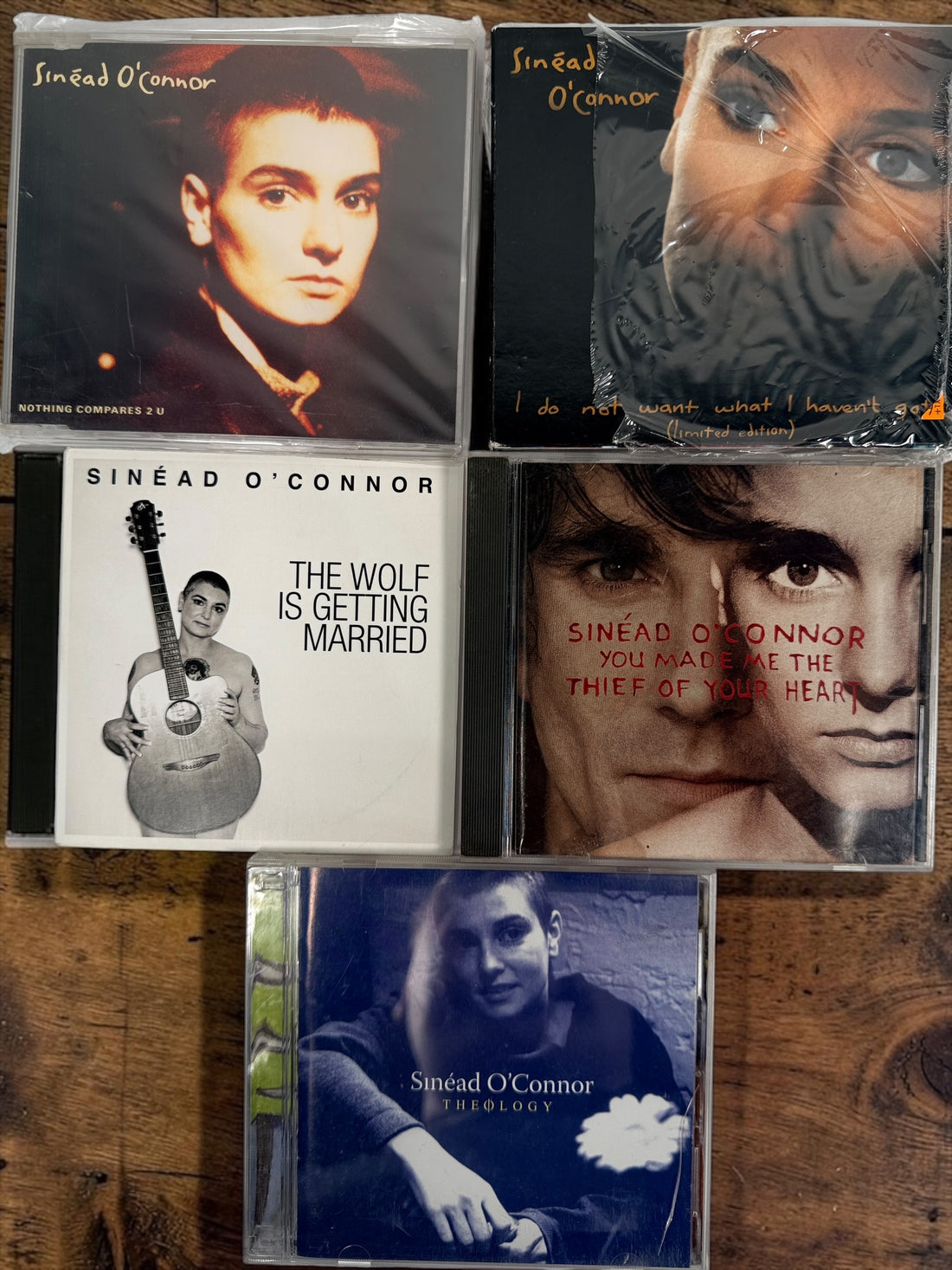 Rare Sinéad O’Connor 5-CD collection with promo singles, limited editions, Nothing Compares 2 U, Theology and two sealed collectible releases.