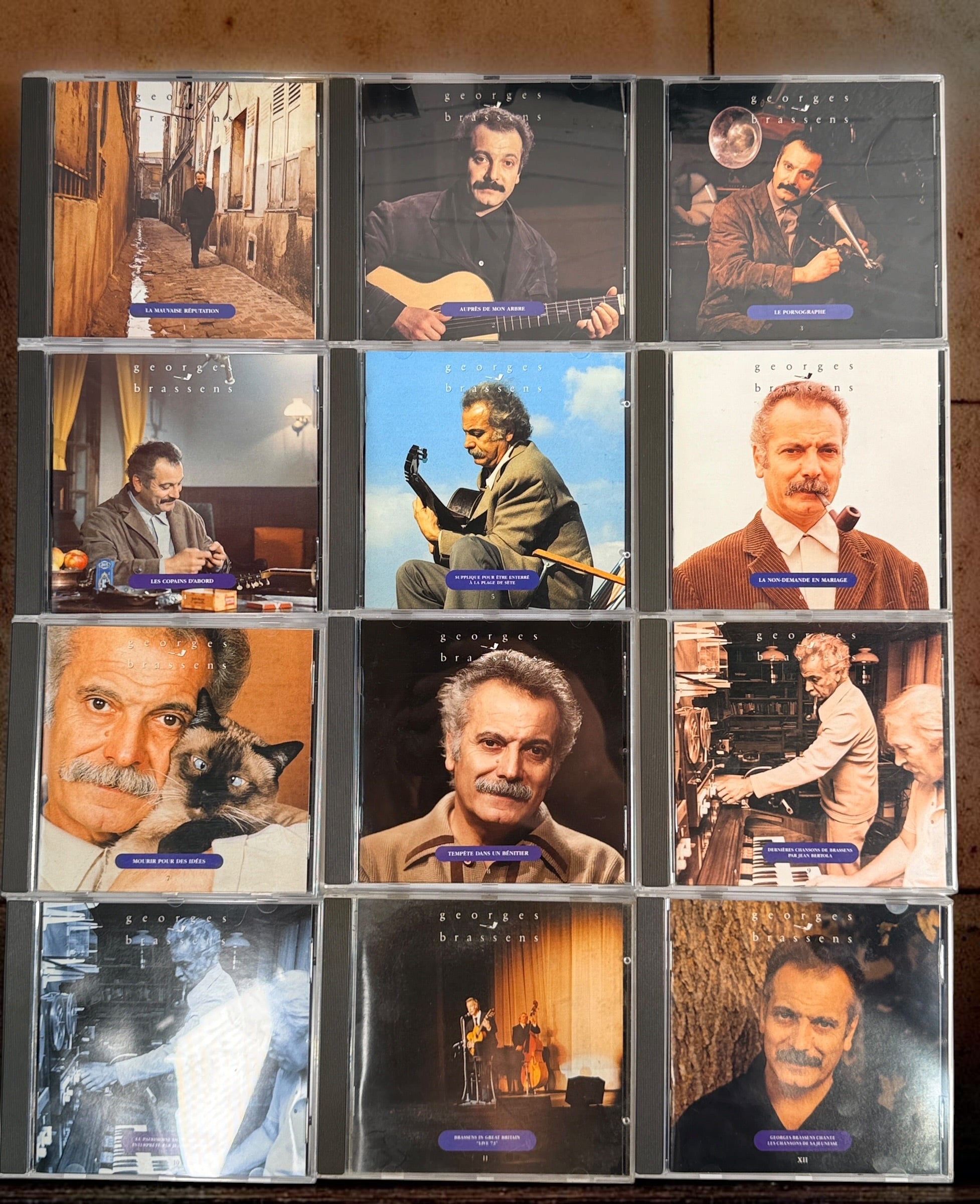 Georges Brassens J’ai Rendez-Vous Avec Vous Intégrale Édition 91 complete 12-CD Philips box set. Vintage 1991 French chanson collection.