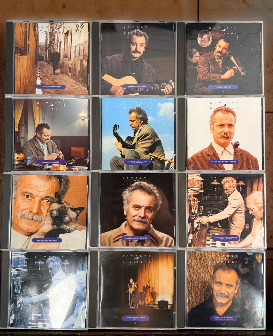 Georges Brassens J’ai Rendez-Vous Avec Vous Intégrale Édition 91 complete 12-CD Philips box set. Vintage 1991 French chanson collection.