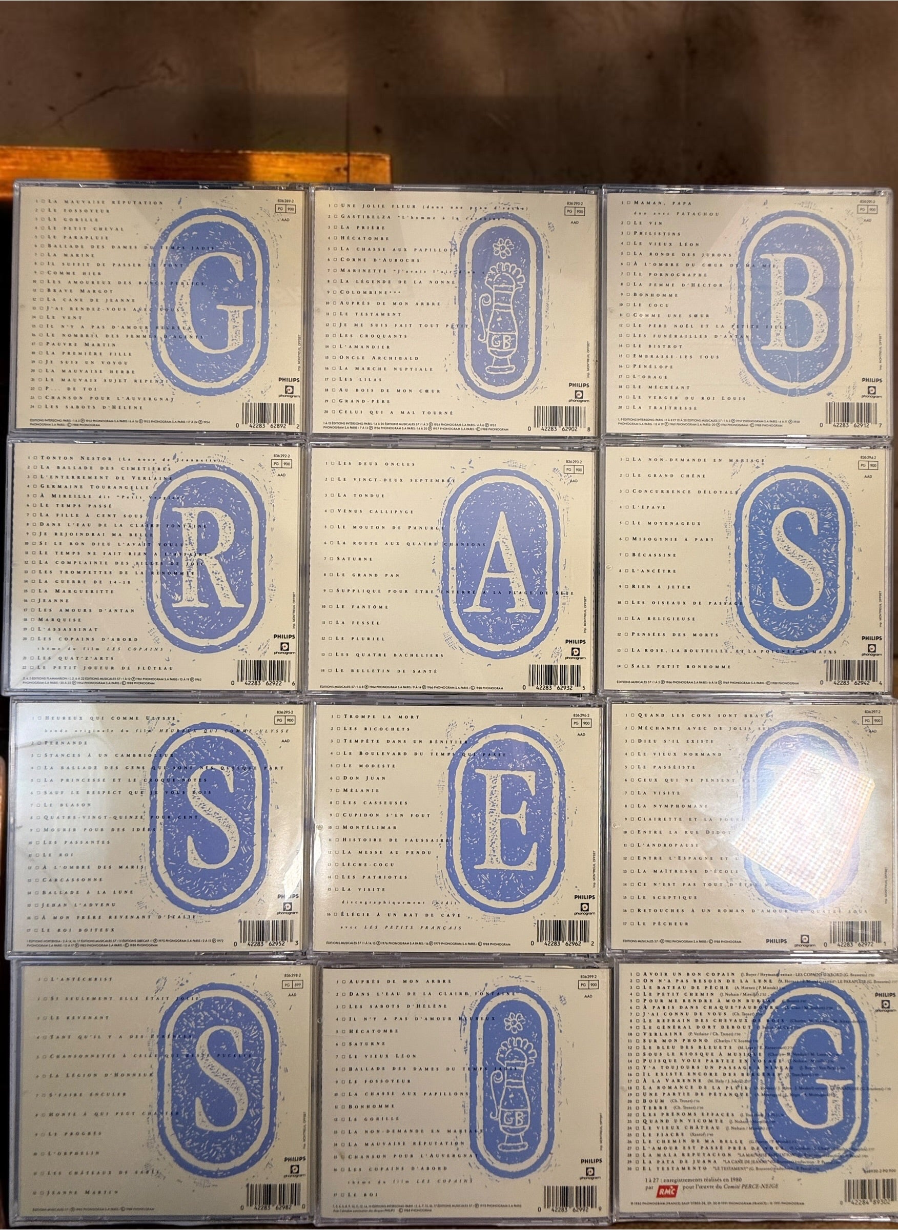 Georges Brassens J’ai Rendez-Vous Avec Vous Intégrale Édition 91 complete 12-CD Philips box set. Vintage 1991 French chanson collection.