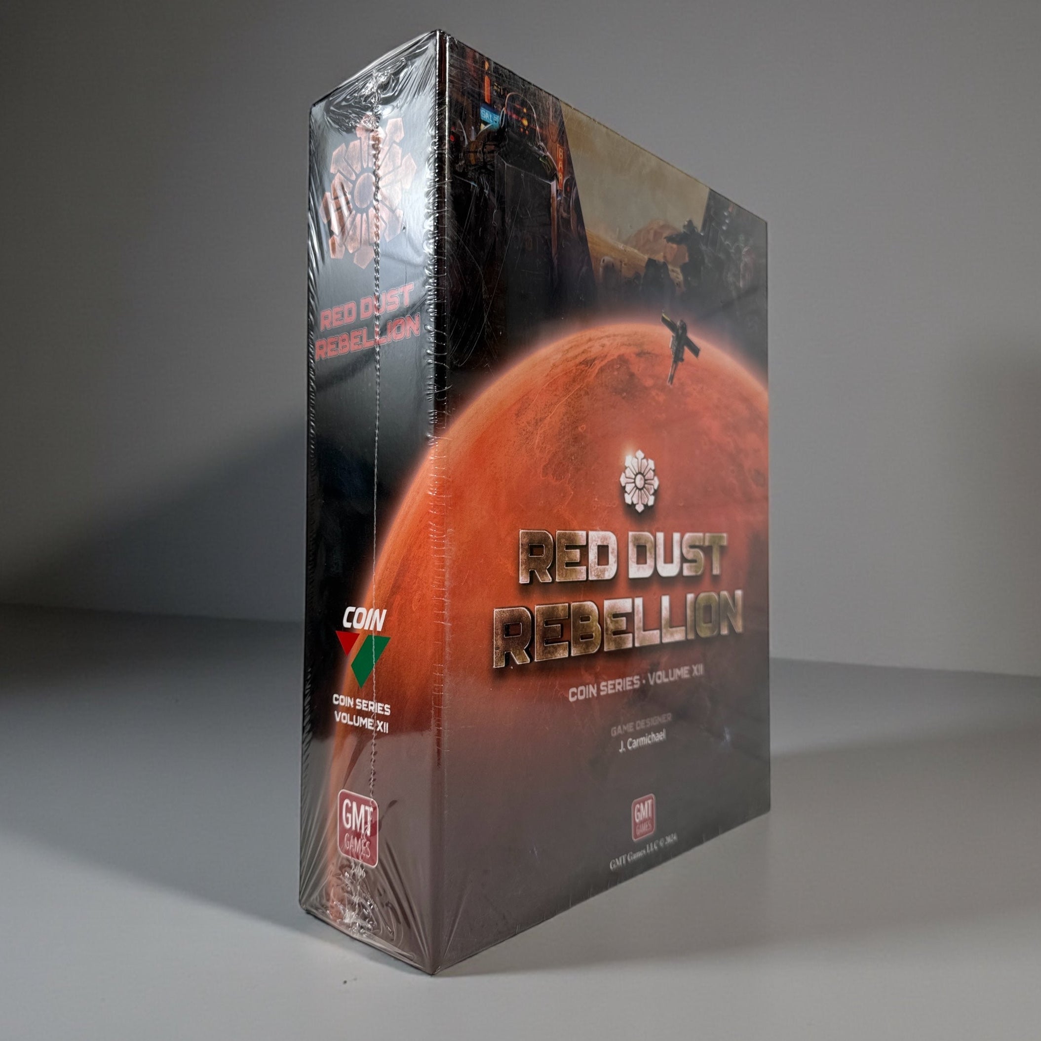 Sealed copy of Red Dust Rebellion, COIN Series Volume XII by GMT Games. Deep sci-fi strategy board game set on Mars. New in shrink.