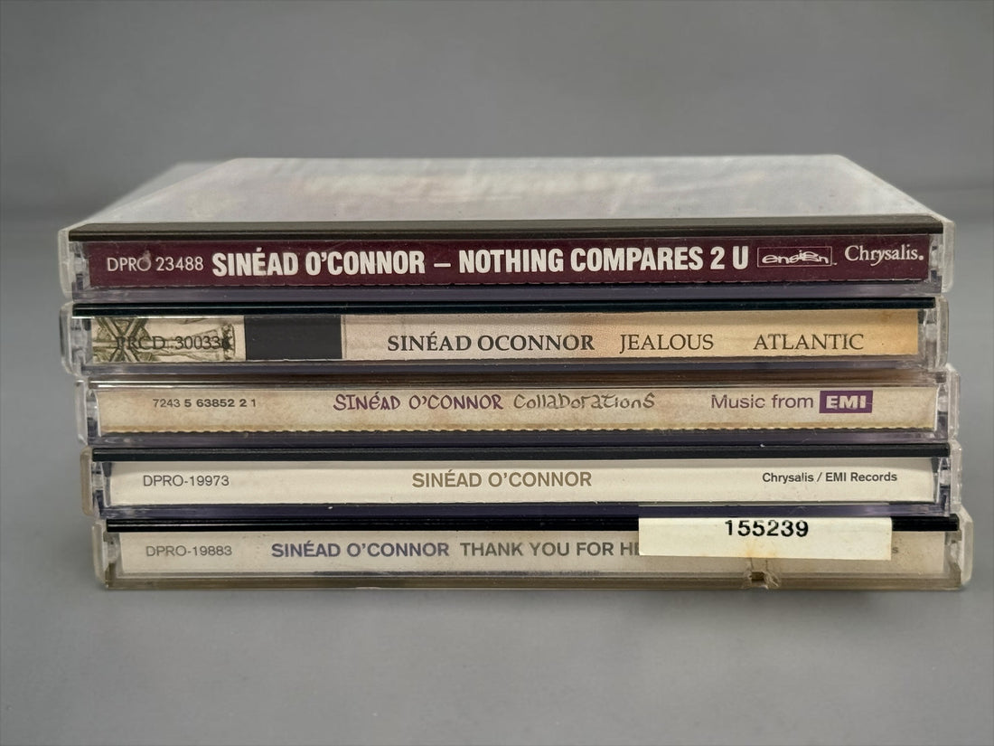 Collectible Sinéad O’Connor 5-CD lot featuring rare U.S. promotional releases, Nothing Compares 2 U, Jealous and Thank You for Hearing Me.