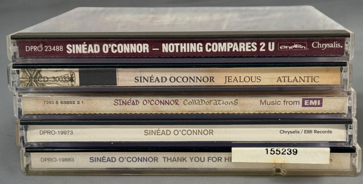 Collectible Sinéad O’Connor 5-CD lot featuring rare U.S. promotional releases, Nothing Compares 2 U, Jealous and Thank You for Hearing Me.