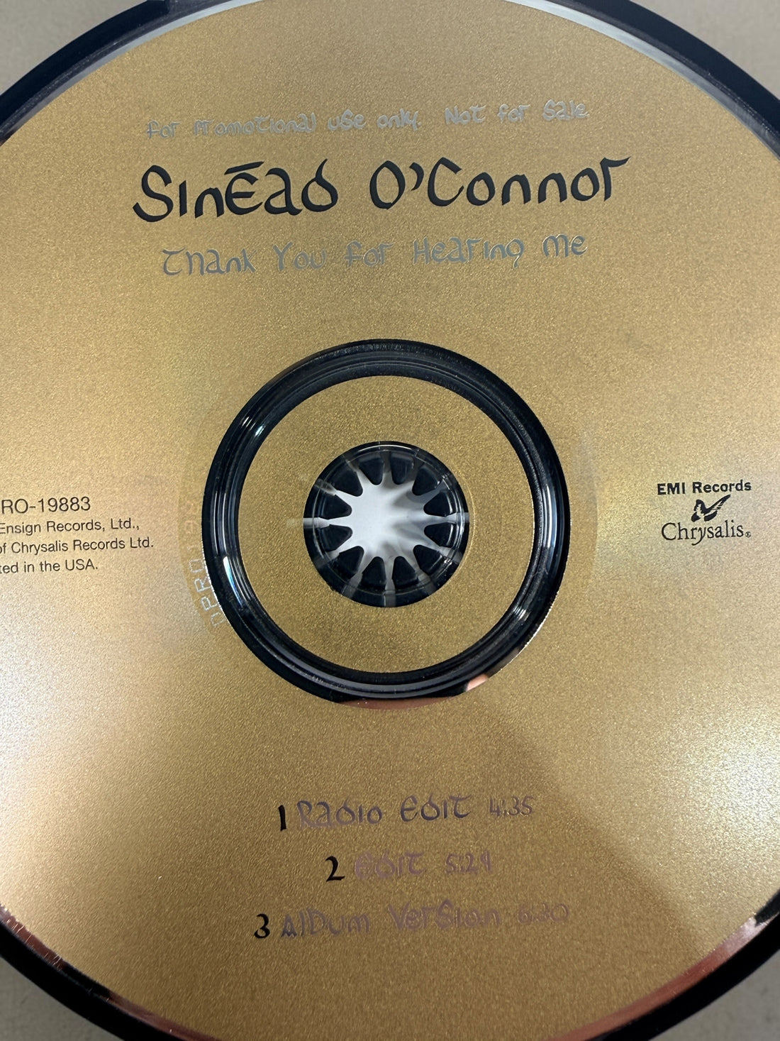 Collectible Sinéad O’Connor 5-CD lot featuring rare U.S. promotional releases, Nothing Compares 2 U, Jealous and Thank You for Hearing Me.