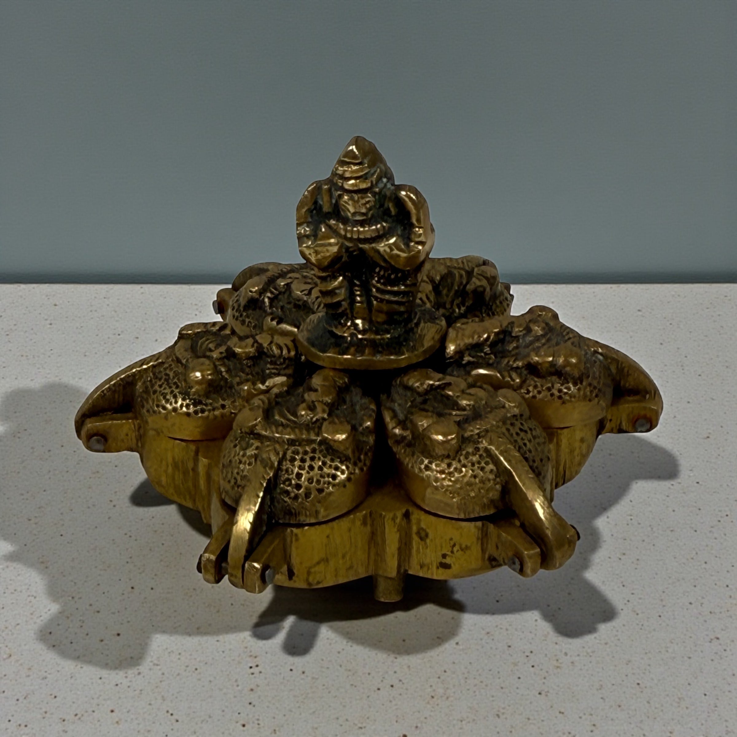 Vintage Indian Brass Folding Incense Burner – Six-Compartment
