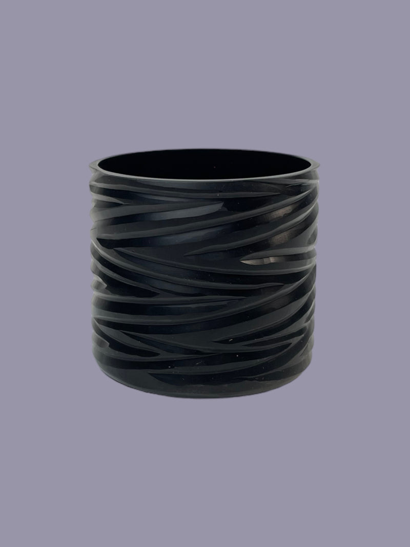 Small Black Ribbed Vase - 3 inches