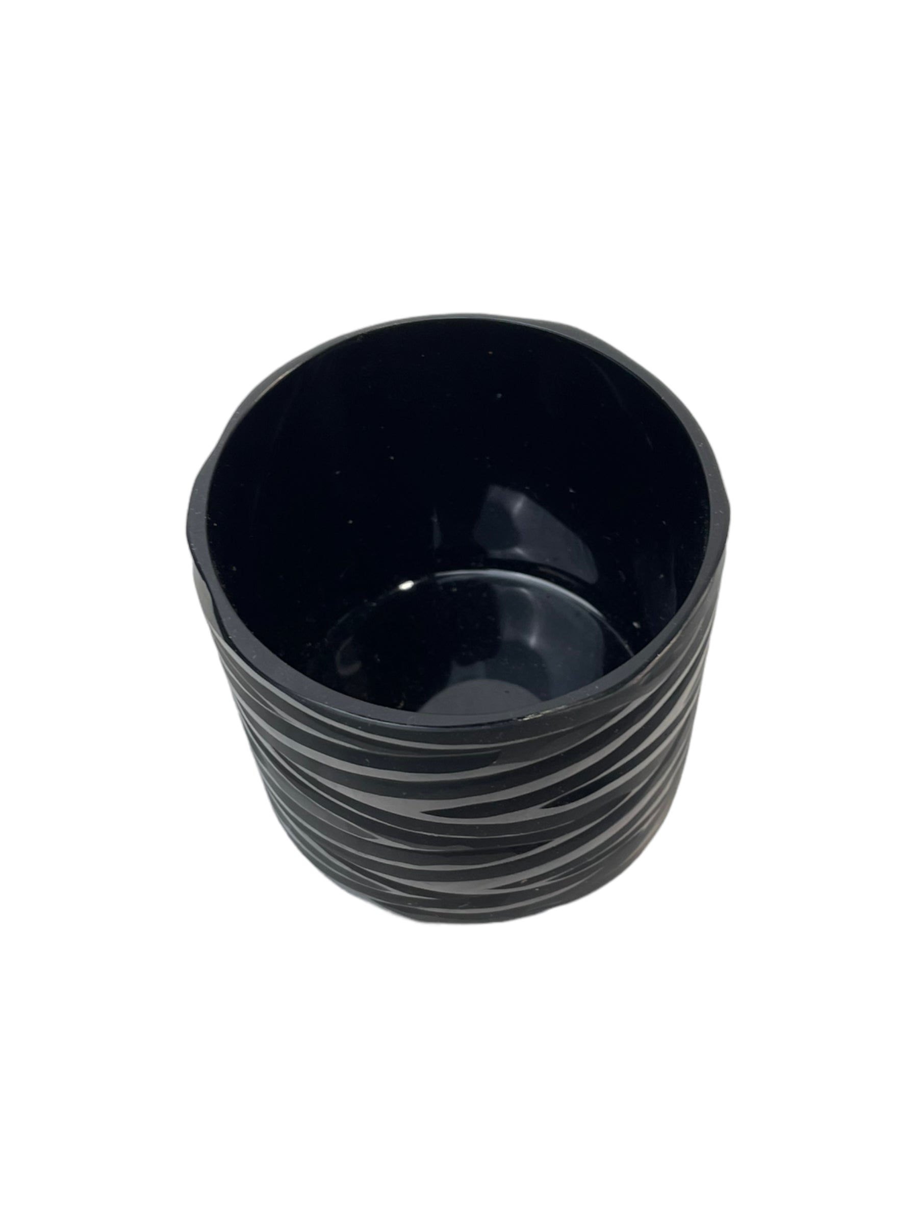 Petit Vase Noir Côtelé - 3 pouces