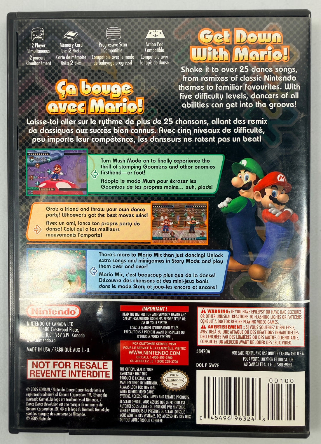 Dance Dance Revolution Mario Mix, Nintendo GameCube, Complet, 2005.