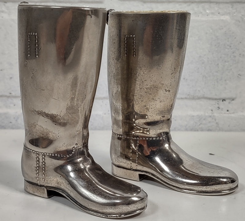 Bottes d'équitation vintage en plaqué argent Grenadier, verre de whisky, H