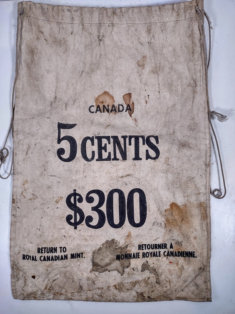 Vintage Bank Bag Canada 5 Cents $300 Royal Canadian Mint,