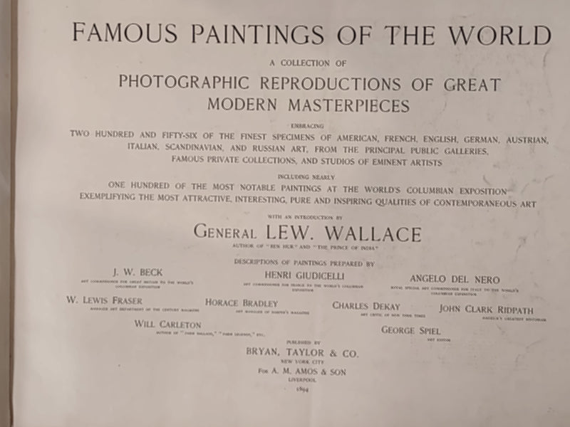 Famous Paintings of the World, 1894,  256 Paintings ,  Gen. Lew Wallace