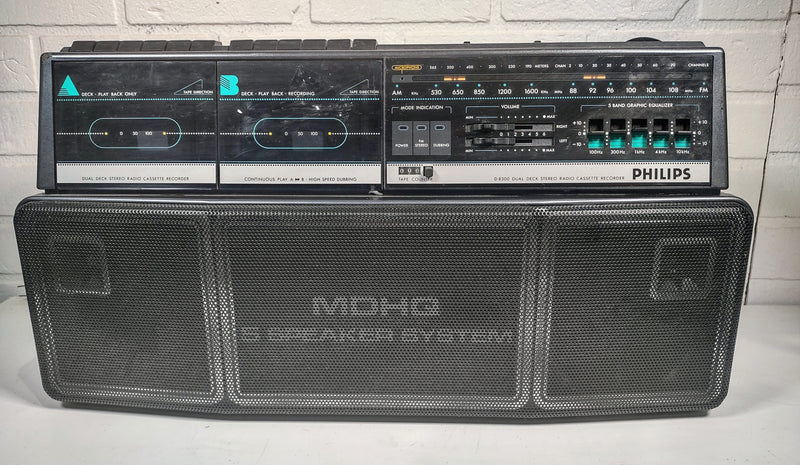 Philips D8300 Enregistreur de cassettes radio stéréo à double platine Boombox.