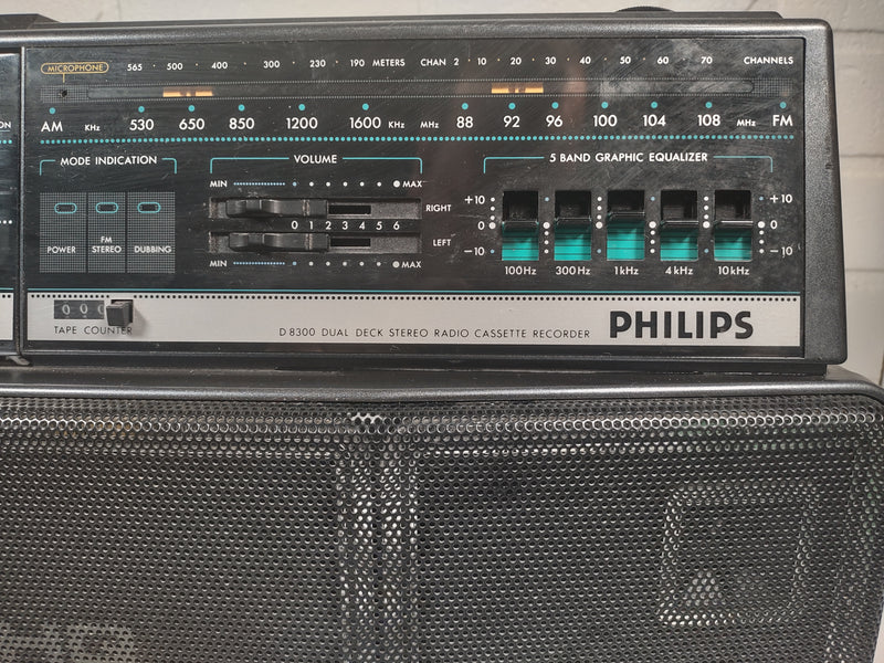 Philips D8300 Enregistreur de cassettes radio stéréo à double platine Boombox.