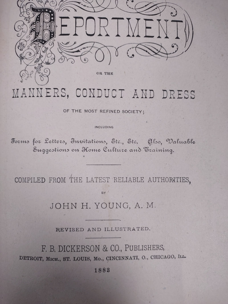 Our Deportment,  Manners Refined Society By John H Young - 1883