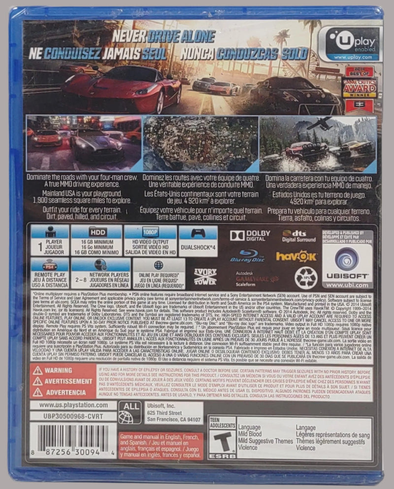 The Crew PS4 , PlayStation 4,  (Brand New Factory Sealed US Version)