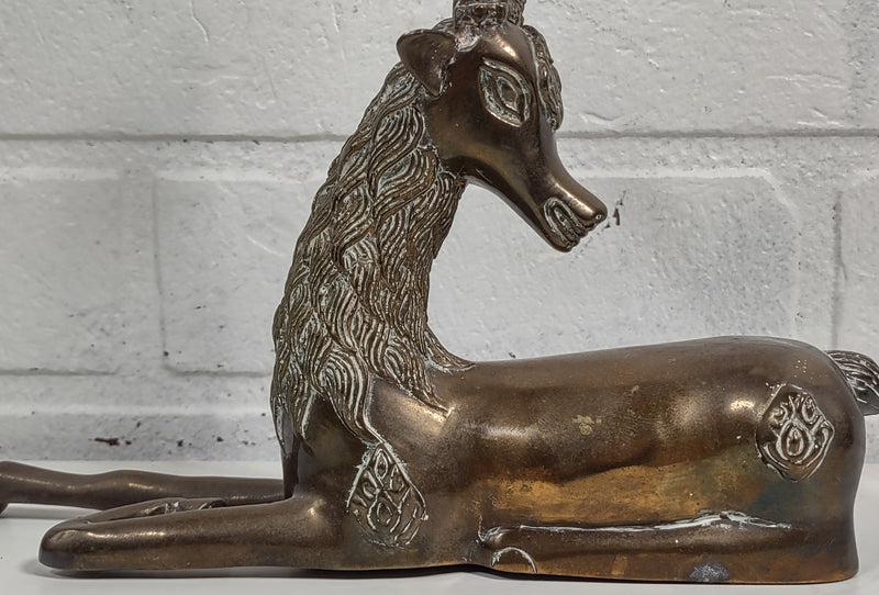 Vintage  Solid Brass Deer Hollywood Regency, Lying Down