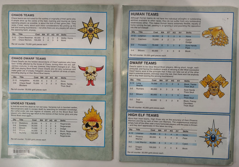 Death Zone Playbook - Blood  Bowl Handbook, Games Workshop.