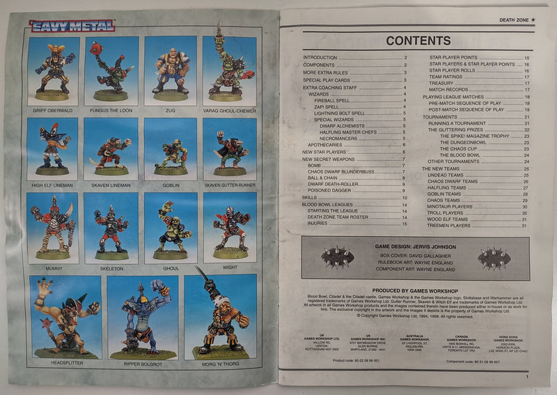 Death Zone Playbook - Blood  Bowl Handbook, Games Workshop.