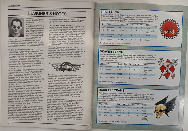 Death Zone Playbook - Blood  Bowl Handbook, Games Workshop.