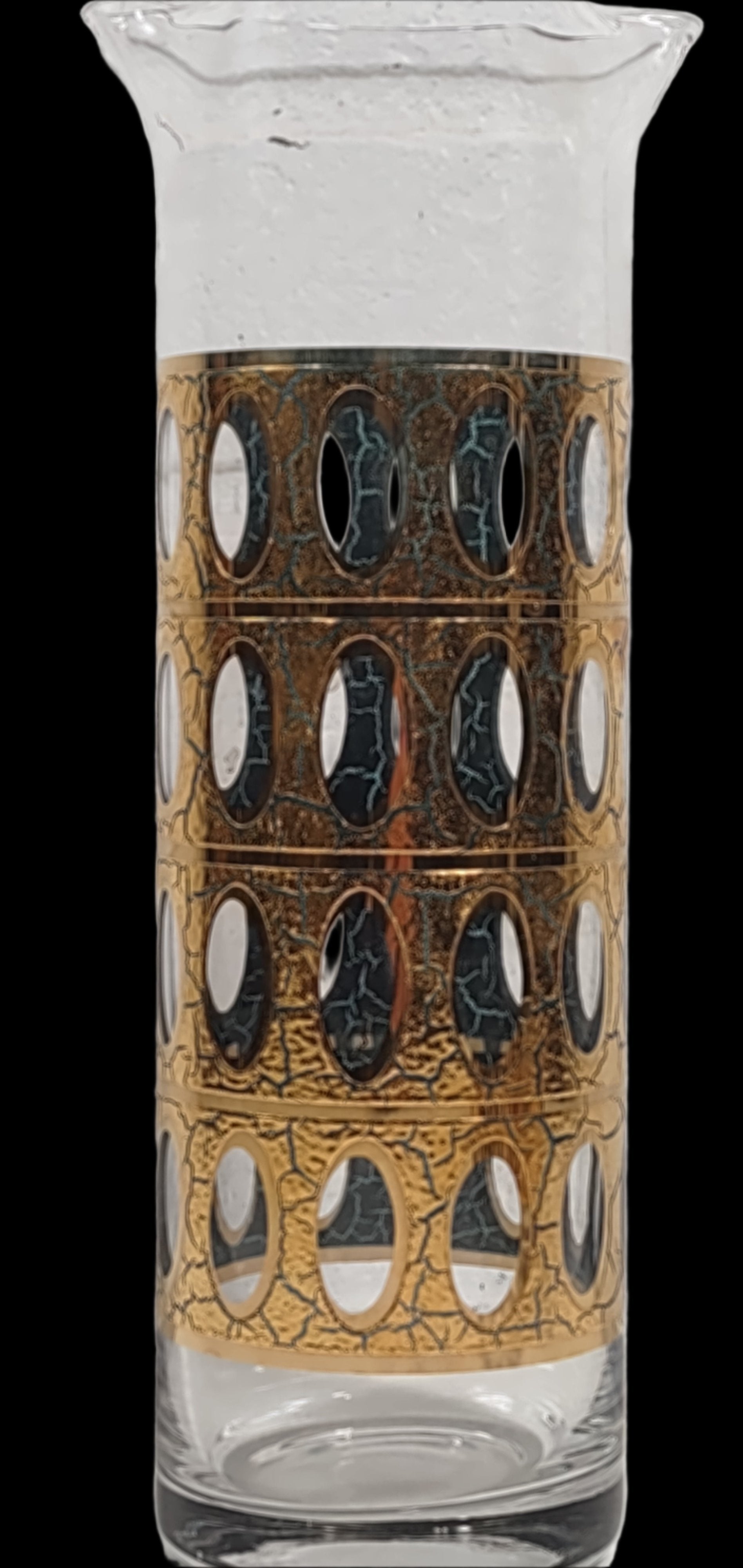 Lot de 5 pichets et 4 verres à liqueur vintage Culver Pisa, bordure en or 22 carats