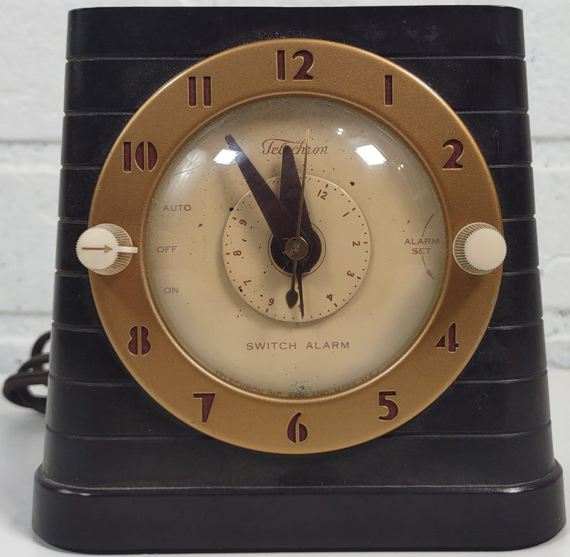 Horloge de cheminée à sélecteur téléchron, années 1940, bakélite 8H61 Art déco