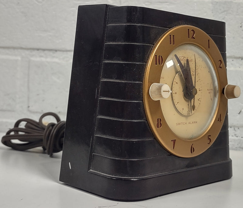 Horloge de cheminée à sélecteur téléchron, années 1940, bakélite 8H61 Art déco