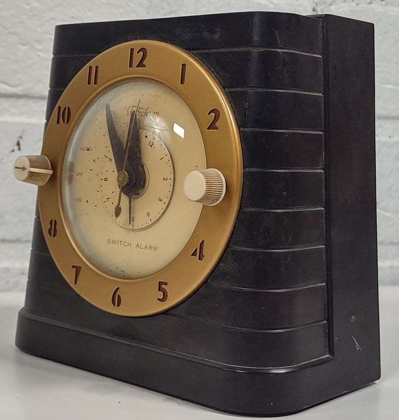 Horloge de cheminée à sélecteur téléchron, années 1940, bakélite 8H61 Art déco