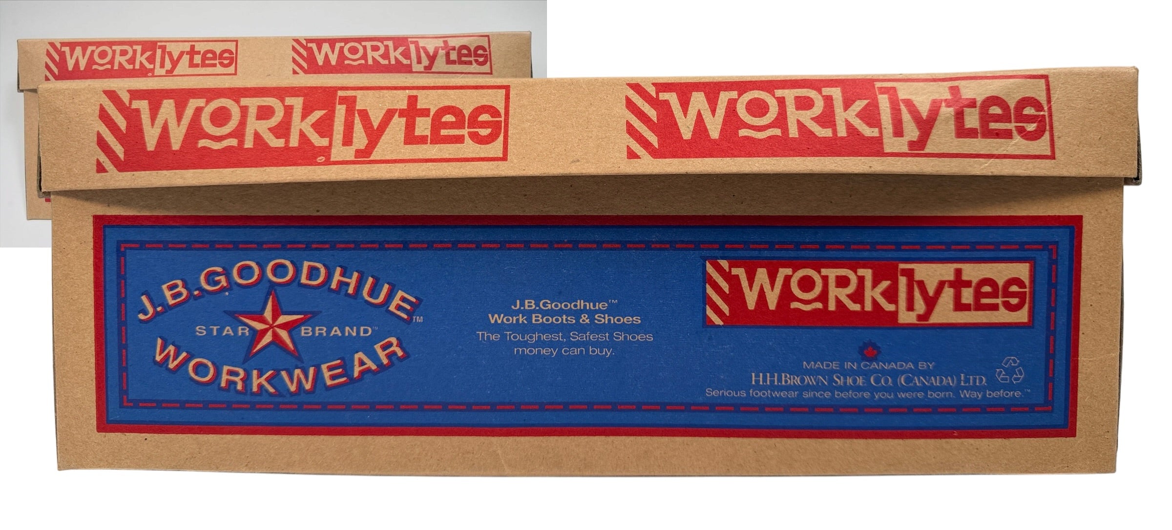 Shop J.B. Goodhue Worklytes black leather shoes, size 8 E. Canadian-made moc-toe lace-ups in like-new condition with original box at Eco Depot Montreal.