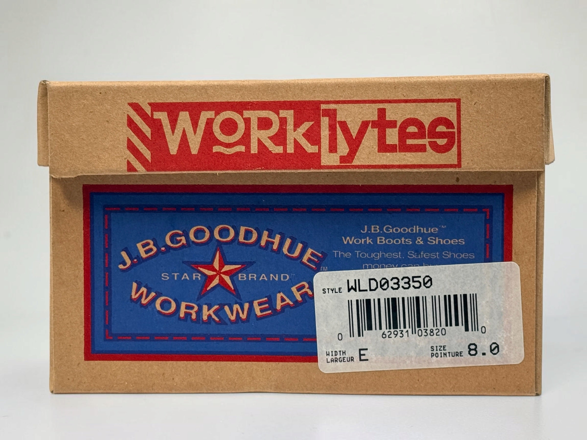 Shop J.B. Goodhue Worklytes black leather shoes, size 8 E. Canadian-made moc-toe lace-ups in like-new condition with original box at Eco Depot Montreal.