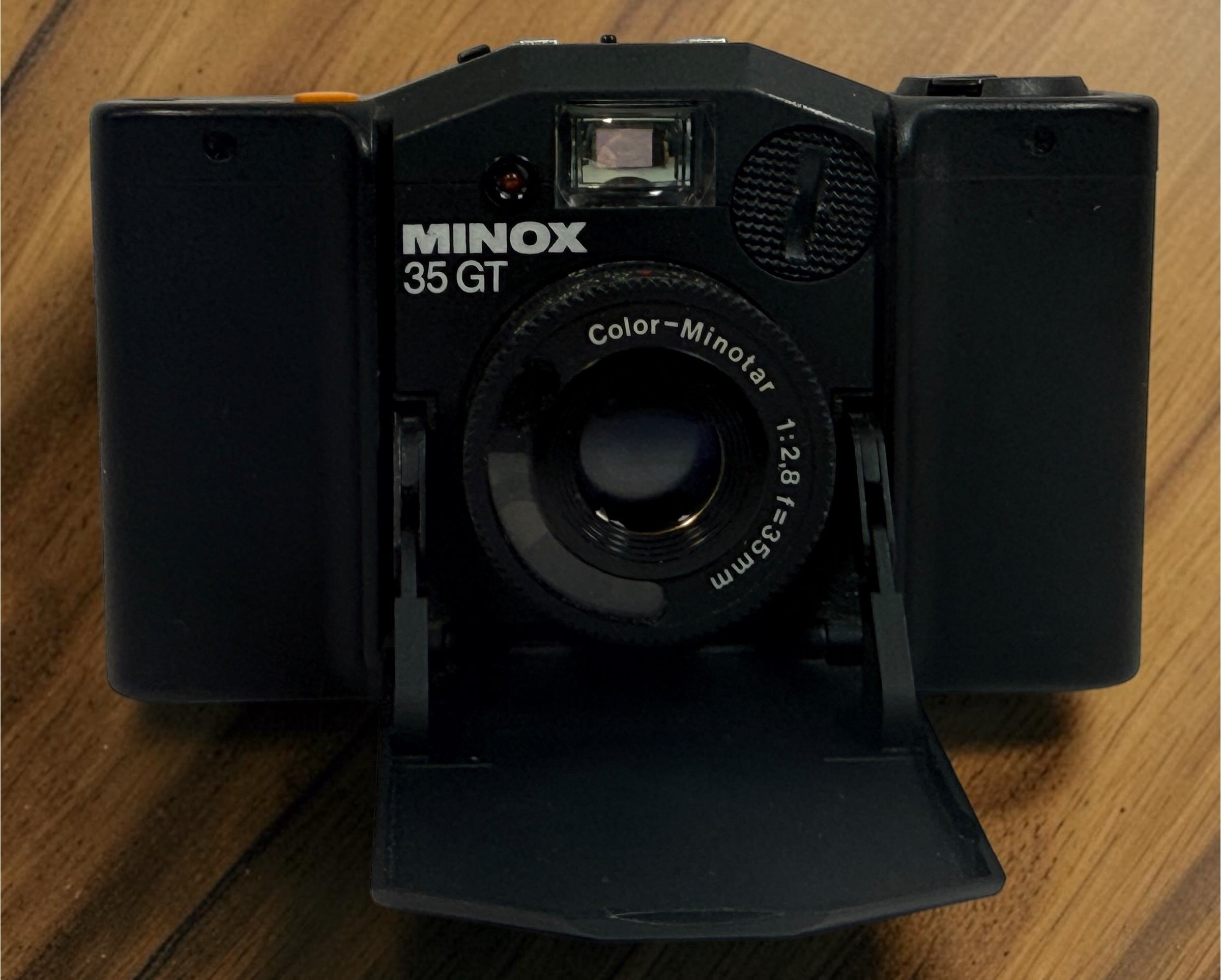SEO Meta Description: Vintage Minox 35 GT 35mm film camera with Color-Minotar f/2.8 lens, original case and manual. Made in West Germany. Untested vintage collectible.