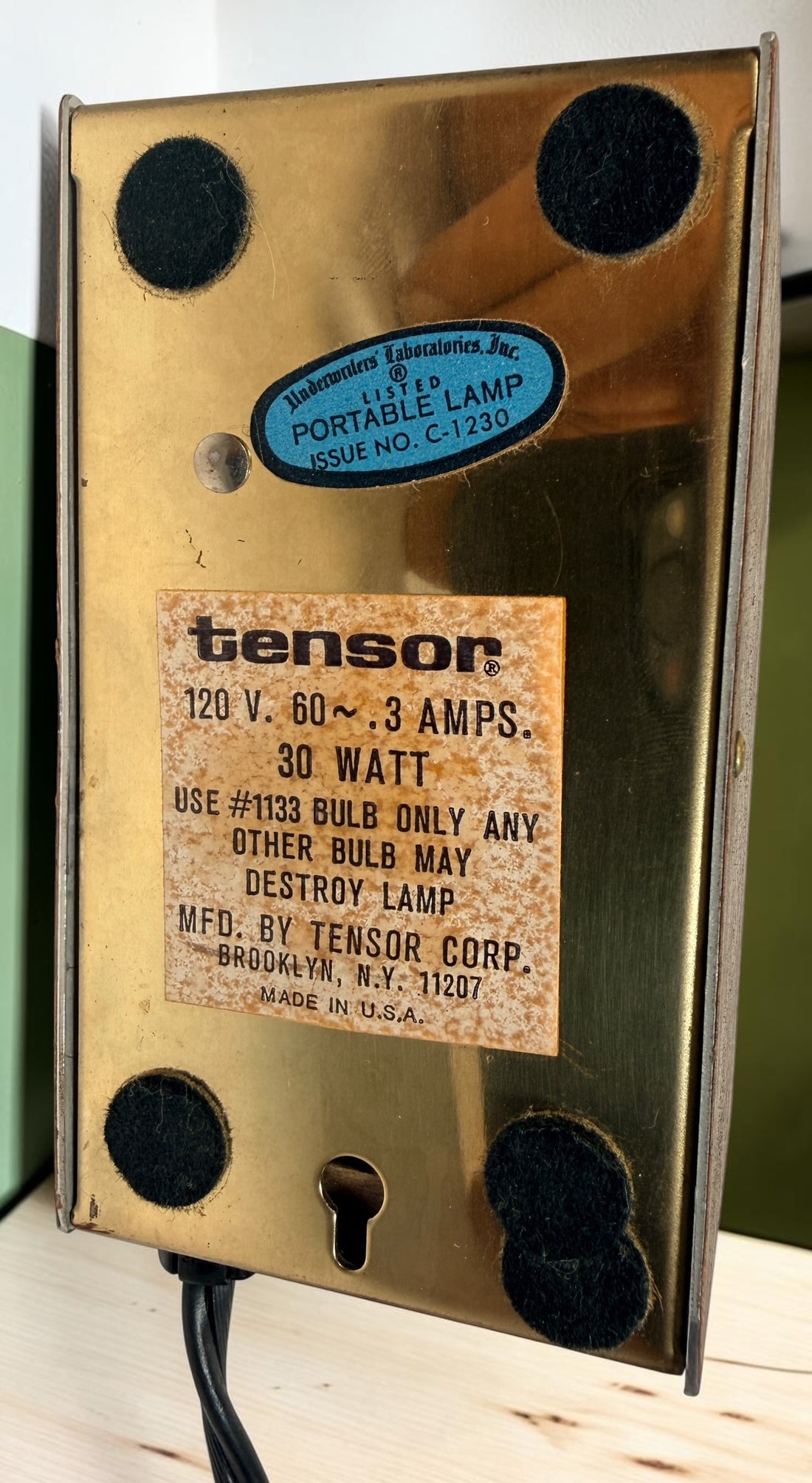 Vintage Tensor Adjustable Desk Lamp – Brass-Tone Arm, Made in USA