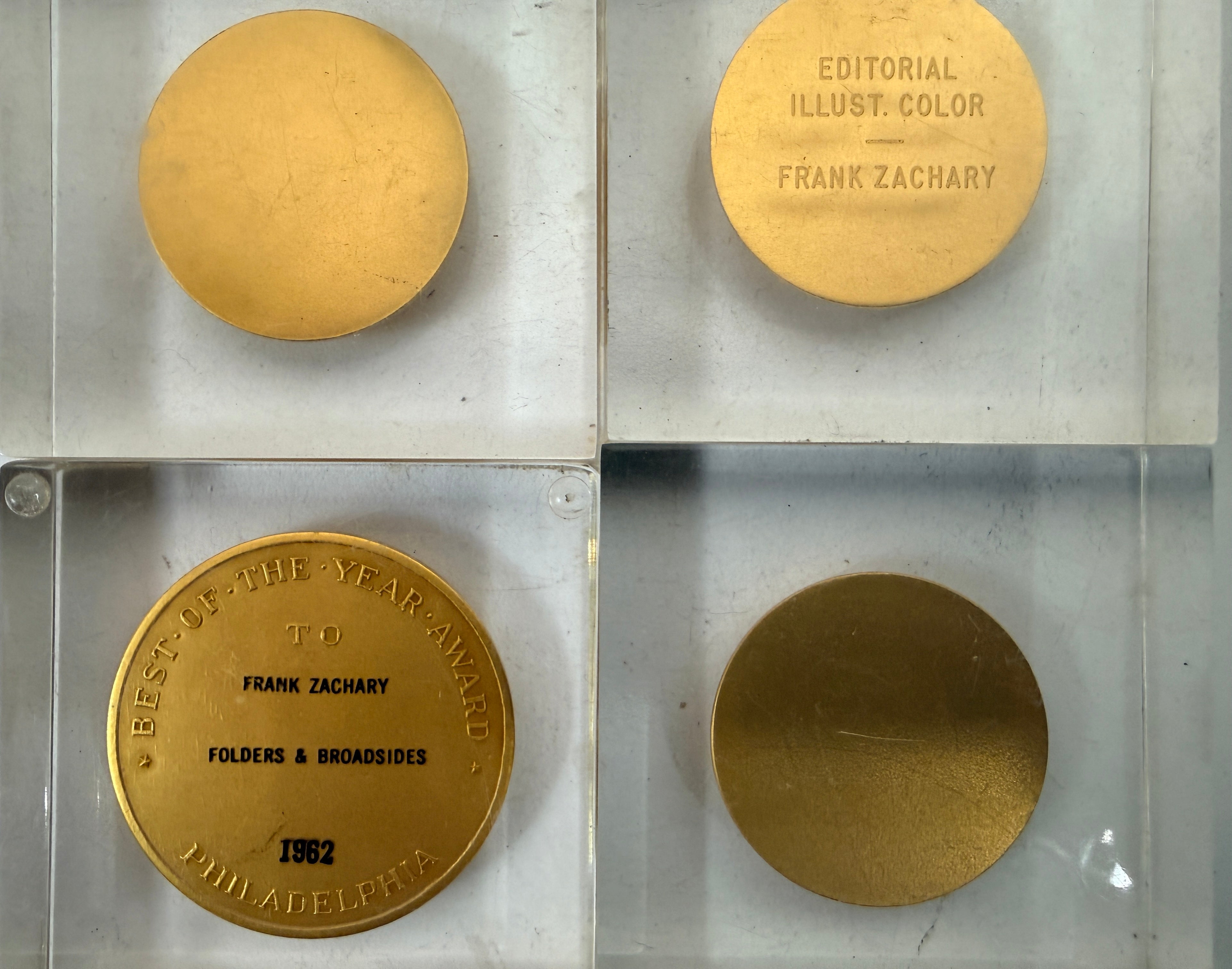Vintage Lucite Graphic Arts Awards 1962. Frank Zachary, Lot of 8