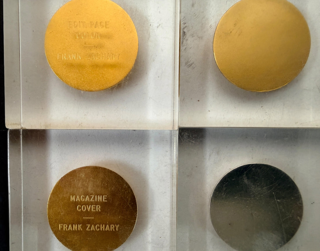 Explore eight vintage graphic arts awards associated with Frank Zachary, including a 1962 Philadelphia Printing Week medallion