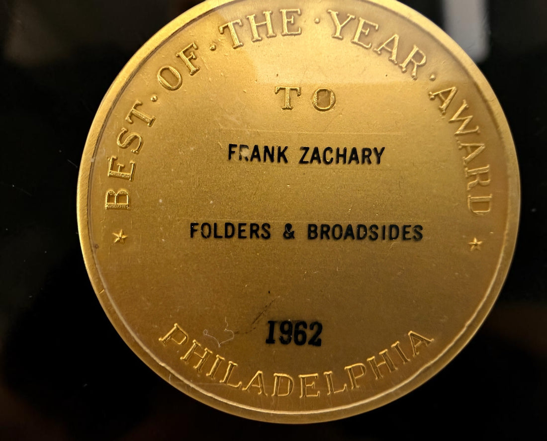 Explore eight vintage graphic arts awards associated with Frank Zachary, including a 1962 Philadelphia Printing Week medallion