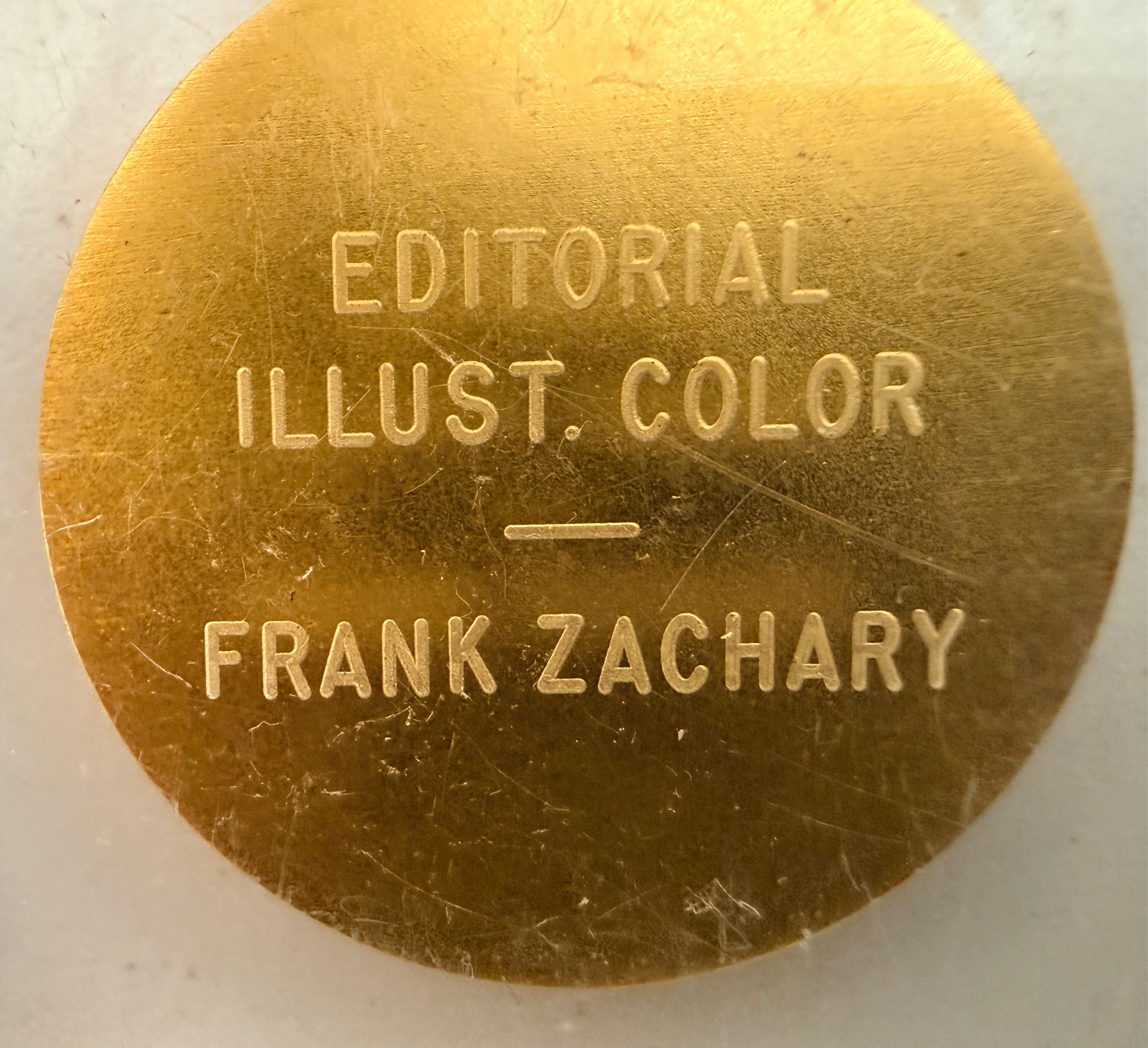 Explore eight vintage graphic arts awards associated with Frank Zachary, including a 1962 Philadelphia Printing Week medallion