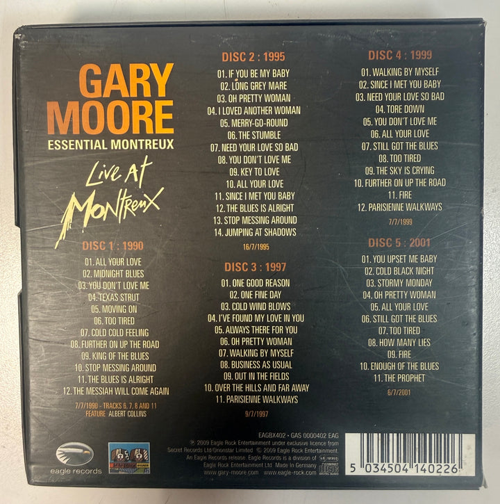 Gary Moore Essential Montreux Box back and track list