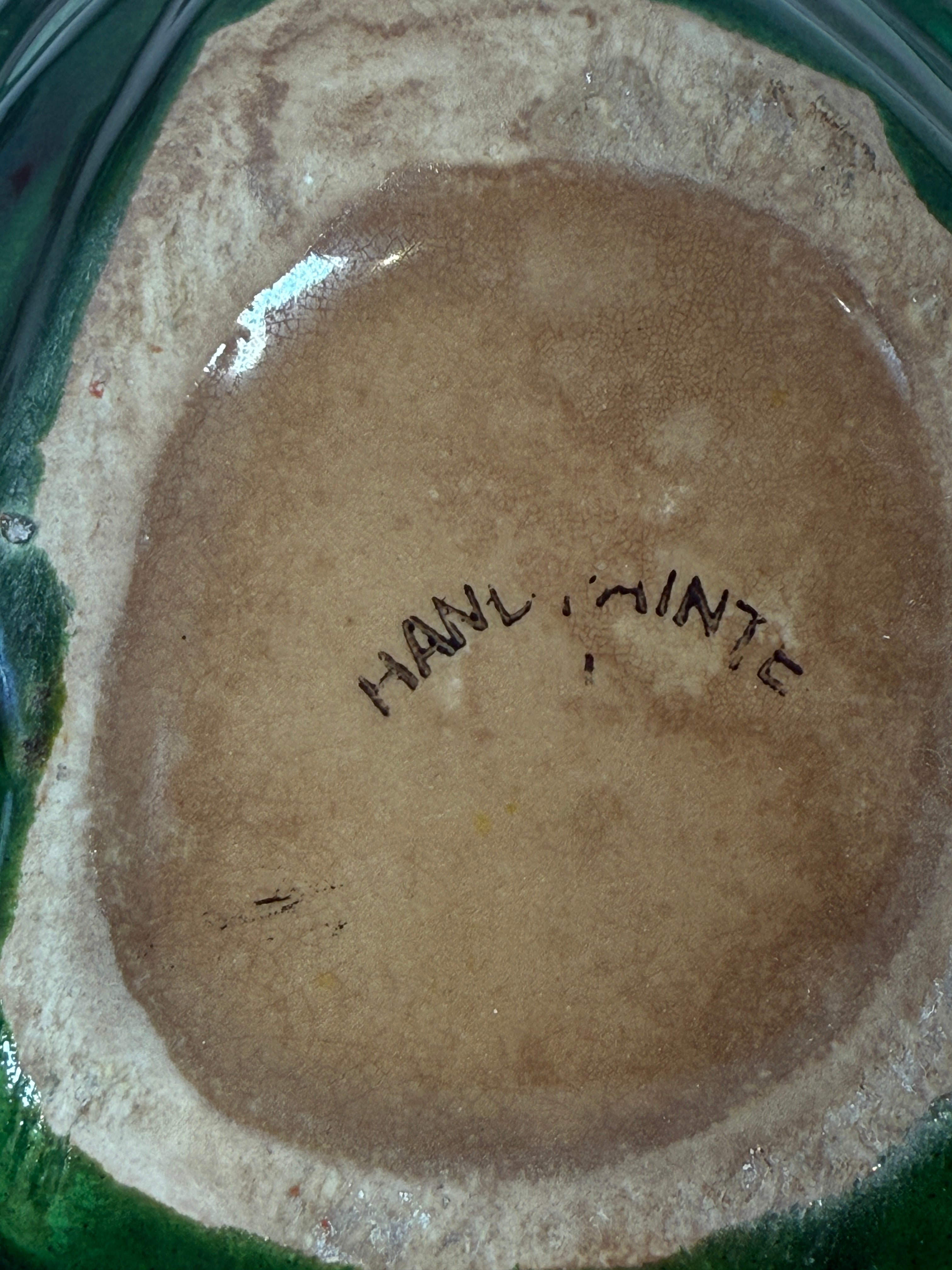 Vintage Hand-Painted Lobster Ceramic Dish – Green Shell Base & Red Lobster Relief (Japan, c.1950s)