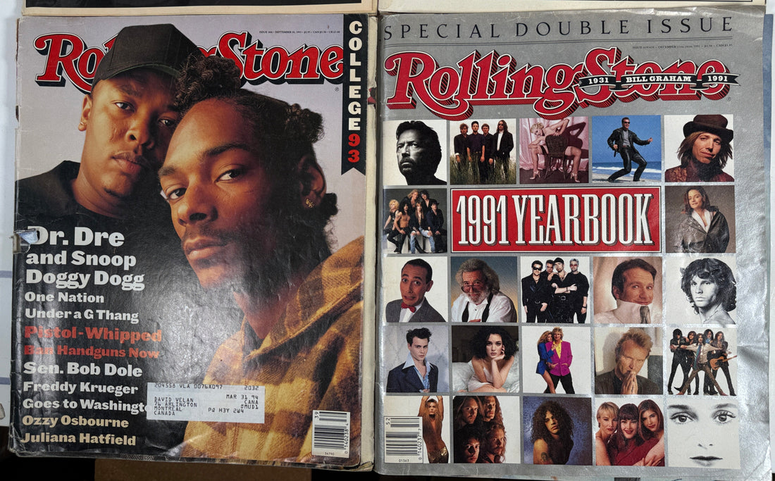 Lot de 4 magazines Rolling Stone des années 1990 : Clapton, Dre, Snoop, Yearbook, Spin Doctors